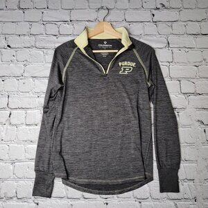 Purdue Colosseum Womens Quarter Zip Heather Gray Logo Print Pullover Top Size M